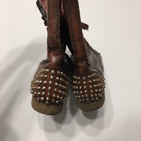 Steve Madden Tarnney Brown Leather Studded Combat Boots Size 7M - Picture 12 of 13
